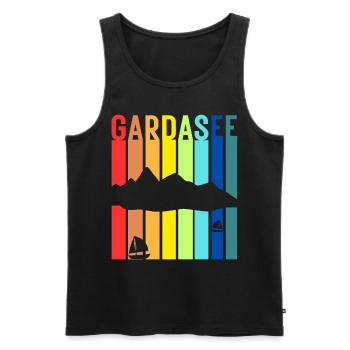 Gardasee Vintage Lago Di Garda Italien Urlaub - Männer Premium Bio Tank Top - Schwarz - Vorne - AI Model Male 178 light (178cm)