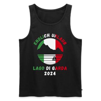Gardasee Urlaub 2024 Lago Di Garda Italien Idee - Männer Premium Bio Tank Top - Schwarz - Vorne - Michal (187cm)