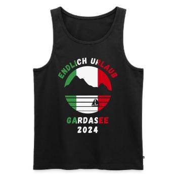 Gardasee Urlaub 2024 Lago Di Garda Italien Idee - Männer Premium Bio Tank Top - Schwarz - Vorne - Michal (187cm)