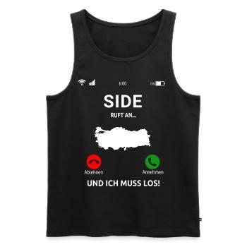 Side Urlaub Türkei Idee - Männer Premium Bio Tank Top - Schwarz - Vorne - Michal (187cm)