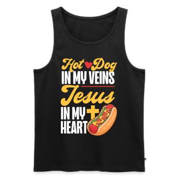 Hot Dog Adult Jesus Faith - Men's Premium Organic Tank Top - black - Front - Michal (187cm)