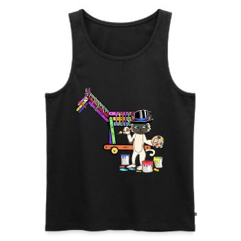 Chat Art Peintre Pinceau Artiste Cheval Cheval - Débardeur bio Premium Homme - noir - Devant - AI Model Male 178 light (178cm)