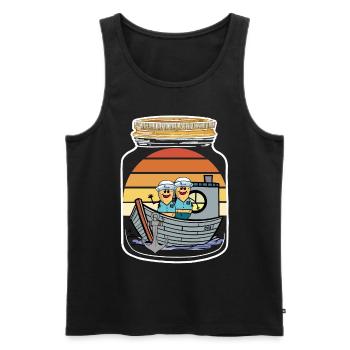 Cacahuètes Cacahuètes Bateau Bateau Voyage Marins - Débardeur bio Premium Homme - noir - Devant - Michal (187cm)