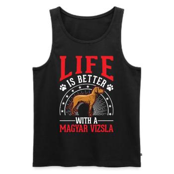 Life is better with Magyar Vizsla - Men's Premium Organic Tank Top - black - Front - AI Model Male 178 light (178cm)