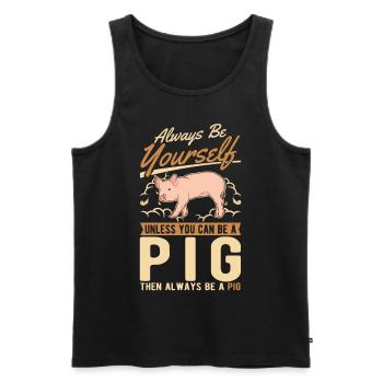 Schweine Geschenk Landwirt Schweinchen - Männer Premium Bio Tank Top - Schwarz - Vorne - Michal (187cm)