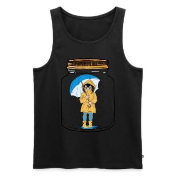 Girl Child Umbrella Rain Weather - Men's Premium Organic Tank Top - black - Front - Michal (187cm)