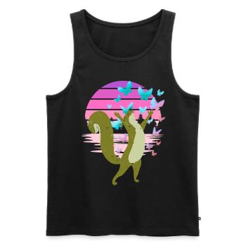 Eichhorn Eichhörnchen Schmetterlinge Frühling - Männer Premium Bio Tank Top - Schwarz - Vorne - Michal (187cm)