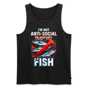 Allergie au poisson Je suis juste anti-poisson - Débardeur bio Premium Homme - noir - Devant - AI Model Male 178 light (178cm)