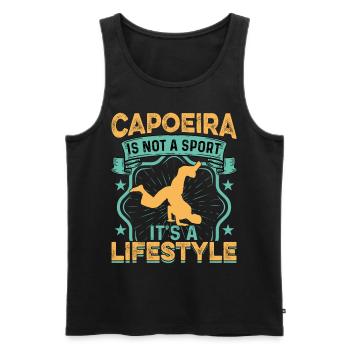 La capoeira, ce n’est pas un sport, c’est un mode de vie - Débardeur bio Premium Homme - noir - Devant - Michal (187cm)
