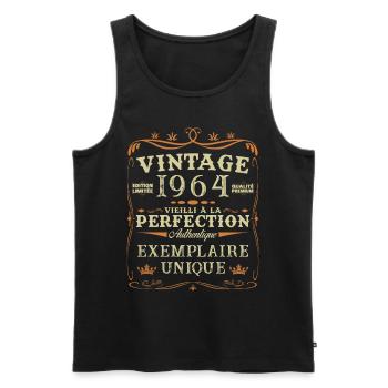 60 Ans 1964 Vintage Rétro Cadeau D'anniversaire - Débardeur bio Premium Homme - noir - Devant - AI Model Male 178 light (178cm)