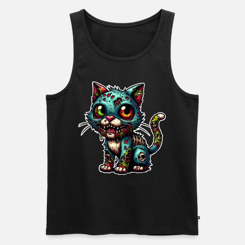 Katze Zombie Monster - Männer Premium Bio Tank Top - Schwarz