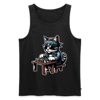 Chess Cat - Men's Premium Organic Tank Top - black - Front - Michal (187cm)