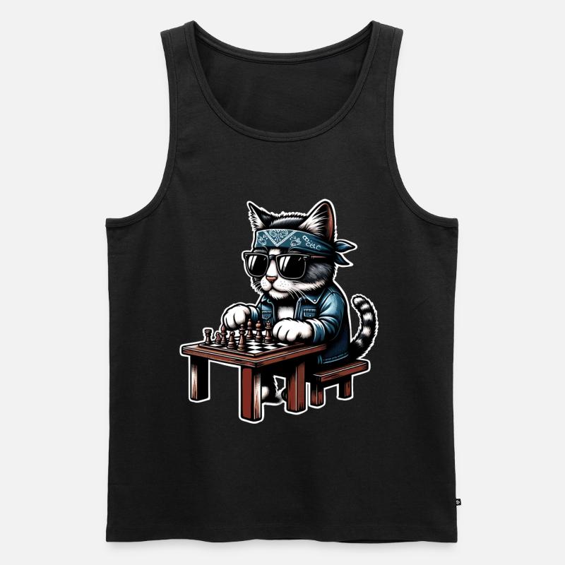 Schach Katze - Männer Premium Bio Tank Top - Schwarz