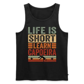 Life is short learn Capoeira - Men's Premium Organic Tank Top - black - Front - AI Model Male 178 light (178cm)