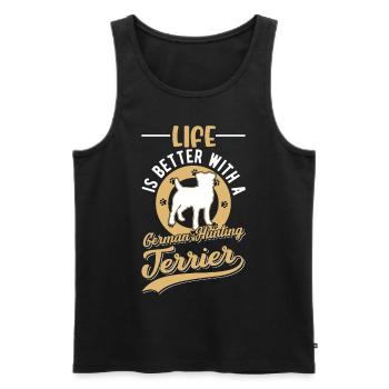La vie est meilleure avec le terrier de chasse allemand - Débardeur bio Premium Homme - noir - Devant - Michal (187cm)