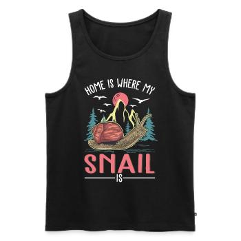 La maison est là où sont mes escargots - Débardeur bio Premium Homme - noir - Devant - Michal (187cm)