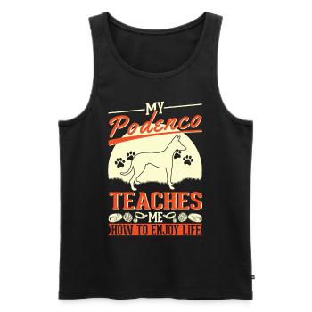 My Podenco teaches me how to enjoy life - Männer Premium Bio Tank Top - Schwarz - Vorne - Michal (187cm)
