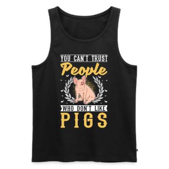 Cadeau de cochons fermier Piggy - Débardeur bio Premium Homme - noir - Devant - Michal (187cm)