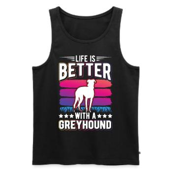 Das Leben ist besser mit einem Windhund Greyhound - Männer Premium Bio Tank Top - Schwarz - Vorne - AI Model Male 178 light (178cm)