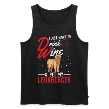 Leonberger and wine - Men's Premium Organic Tank Top - black - Front - Michal (187cm)