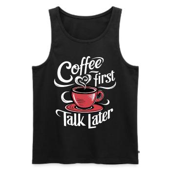Café D’abord parler plus tard Café Junkie Bureau dire - Débardeur bio Premium Homme - noir - Devant - Michal (187cm)