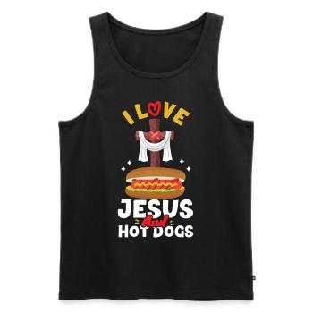 Hot Dog Adult Jesus Faith - Men's Premium Organic Tank Top - black - Front - Michal (187cm)