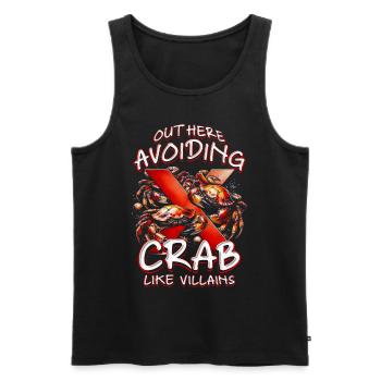 Allergie au cancer ici : éviter le crabe - Débardeur bio Premium Homme - noir - Devant - AI Model Male 178 light (178cm)