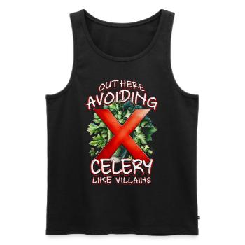 Allergie au céleri ici Éviter le céleri - Débardeur bio Premium Homme - noir - Devant - Michal (187cm)