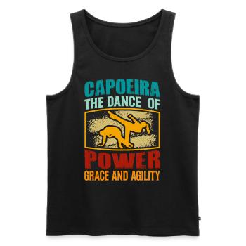 Capoeira, der Tanz der Kraft, Anmut und Beweglichkeit - Männer Premium Bio Tank Top - Schwarz - Vorne - AI Model Male 178 light (178cm)
