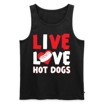 Hot Dog Adult Live Love Hot Dogs - Men's Premium Organic Tank Top - black - Front - AI Model Male 178 light (178cm)