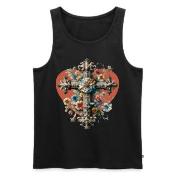 Cross Crucifix Halloween Cross Crosses - Men's Premium Organic Tank Top - black - Front - AI Model Male 178 light (178cm)