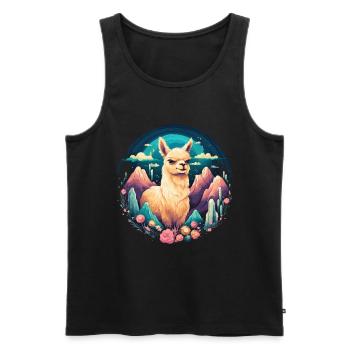 Alpaka Lama Blumen für Alpakaliebhaber - Männer Premium Bio Tank Top - Schwarz - Vorne - Michal (187cm)