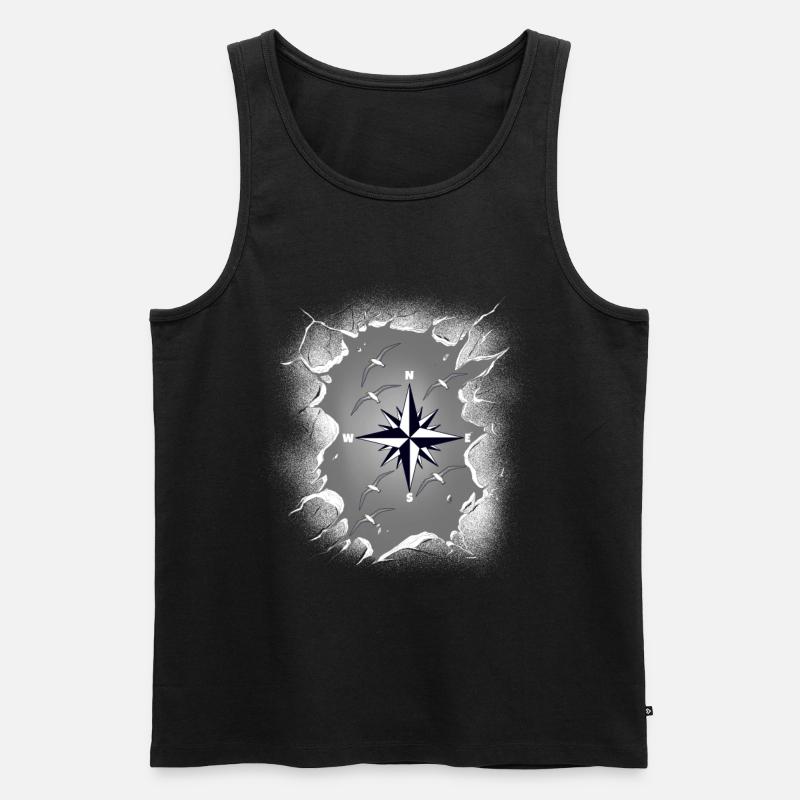 Möwen Möwe Kompass maritim - Männer Premium Bio Tank Top - Schwarz