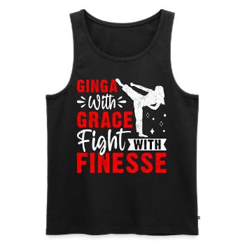Ginga mit Anmut, Kampf mit Finesse - Männer Premium Bio Tank Top - Schwarz - Vorne - AI Model Male 178 light (178cm)