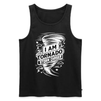 Je suis l’amoureux des ouragans Tornado Twister - Débardeur bio Premium Homme - noir - Devant - Michal (187cm)