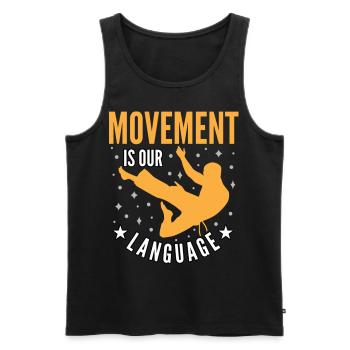 Le mouvement est notre langage - Débardeur bio Premium Homme - noir - Devant - Michal (187cm)
