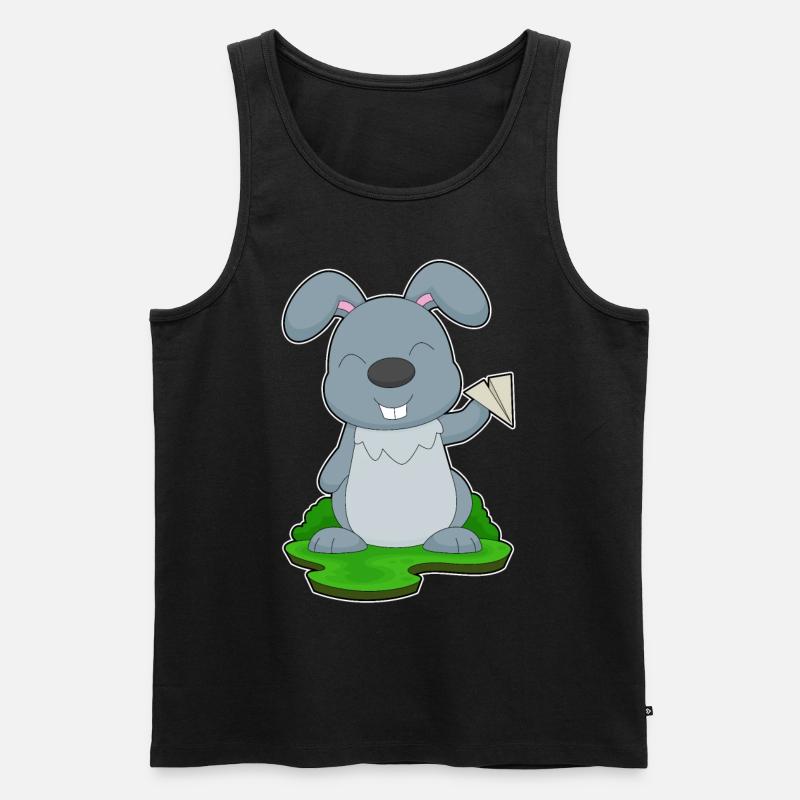 Hase Papierflugzeug - Männer Premium Bio Tank Top - Schwarz