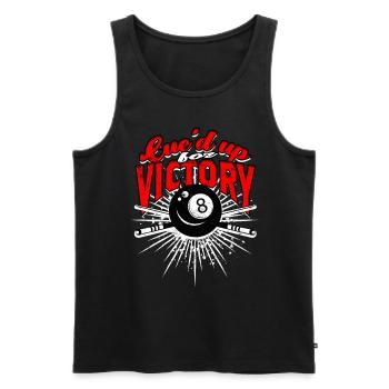 8-Ball Billard Cue'd Up For Victory - Männer Premium Bio Tank Top - Schwarz - Vorne - AI Model Male 178 light (178cm)