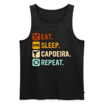 Essen Schlaf Capoeira Wiederholen - Männer Premium Bio Tank Top - Schwarz - Vorne - Michal (187cm)