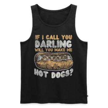 Hot Dog Adulte Vintage Si J’Appelle - Débardeur bio Premium Homme - noir - Devant - AI Model Male 178 light (178cm)