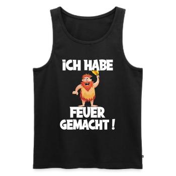Ich hab Feuer gemacht für alle Männer - Männer Premium Bio Tank Top - Schwarz - Vorne - Michal (187cm)