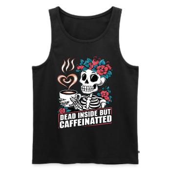 Lustiger Kaffee Koffein Skelett Spruch - Männer Premium Bio Tank Top - Schwarz - Vorne - AI Model Male 178 light (178cm)