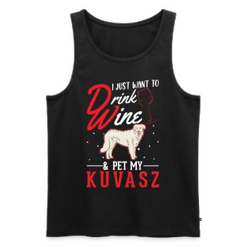 Kuvasz und Wein - Männer Premium Bio Tank Top - Schwarz - Vorne - Michal (187cm)
