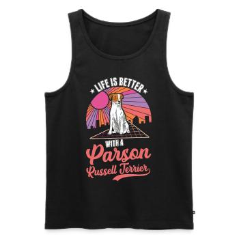 Life is better with Parson Russell Terrier - Men's Premium Organic Tank Top - black - Front - Michal (187cm)