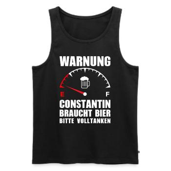 Constantin braucht Bier Bitte volltanken - Männer Premium Bio Tank Top - Schwarz - Vorne - Michal (187cm)