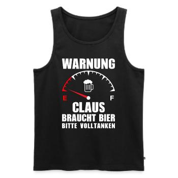 Claus braucht Bier Bitte volltanken - Männer Premium Bio Tank Top - Schwarz - Vorne - Michal (187cm)