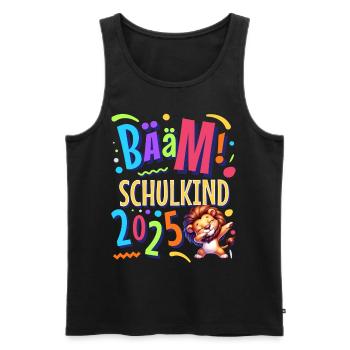 Einschulung Löwe Schulanfänger 2025 - Männer Premium Bio Tank Top - Schwarz - Vorne - Michal (187cm)