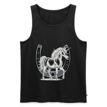 Fer à cheval Licorne Licornes Cheval Chevaux - Débardeur bio Premium Homme - noir - Devant - Michal (187cm)