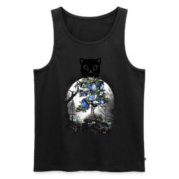Forest Cat Spring Nature Butterflies Cats - Men's Premium Organic Tank Top - black - Front - Michal (187cm)
