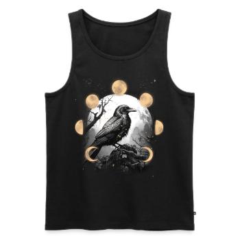 Halloween Ravens Crows Moon Phases Raven Crow - Men's Premium Organic Tank Top - black - Front - AI Model Male 178 light (178cm)